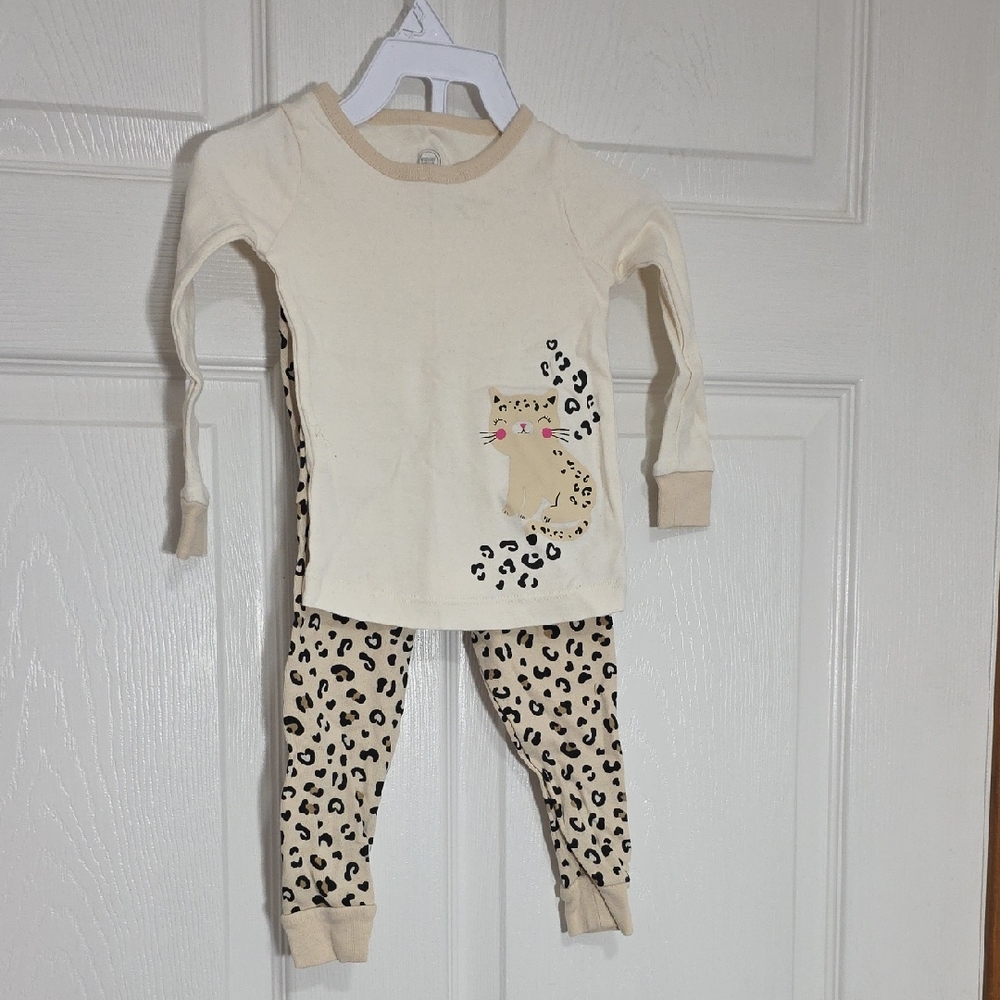 Wonder Nation Cream Leopard Print Kids Pajama Set
